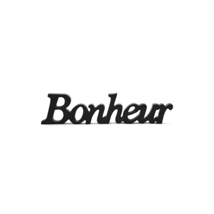 Décoration "Bonheur" 11,5 po x 3 po en bois blanc