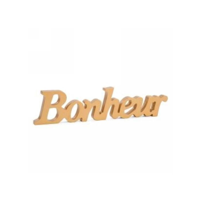 Décoration "Bonheur" 11,5 po x 3 po en bois blanc