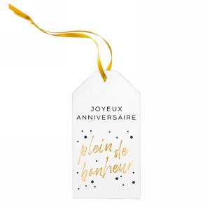 Étiquette cadeau décorative en bois 3 po x 5 po "Joyeux anniversaire"