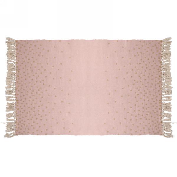 Tapis 24 po x 36 po rose avec pois or