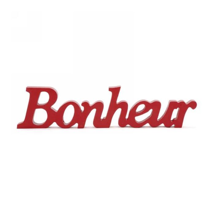 Décoration "Bonheur" 11,5 po x 3 po en bois blanc