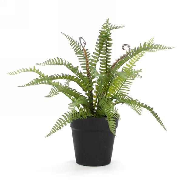 Plante fougère artificielle verte 16 po x 14 po dans un pot noir