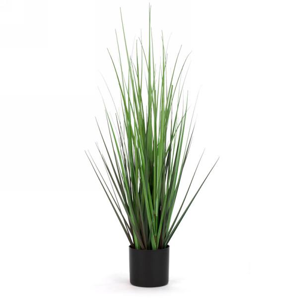 Plante haute artificielle herbe verte dans un pot noir