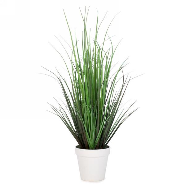 Plante haute artificielle herbe verte 5 po x 24 po dans un pot blanc