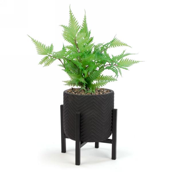 Plante artificielle feuillage vert 5 po x 14 po dans un pot noir sur pattes