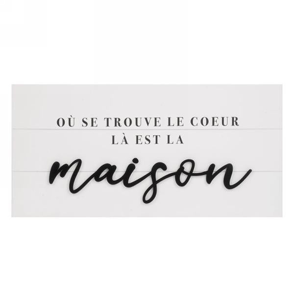 Plaque murale 19 po x 10 po "où se trouve le coeur là est la maison"