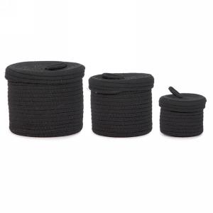 Panier en corde avec couvercle noir