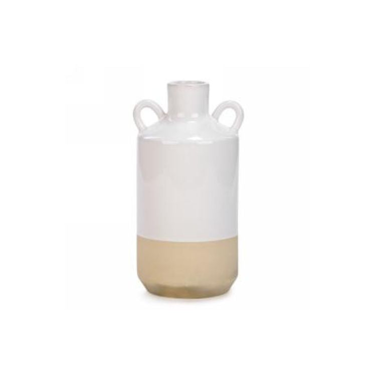 Vase 5 po x 10 po style cruche blanc et beige