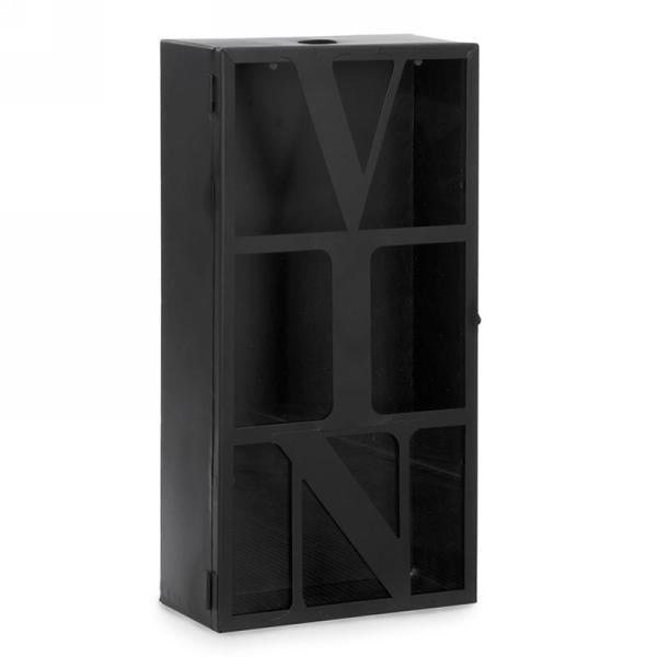 Boîte à bouchon de vin 8 po x 4 po x 16 po en métal noir