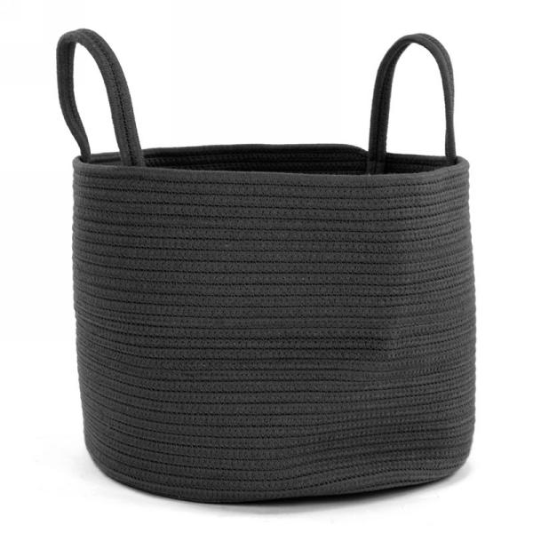 Panier 14 po x 11 po en corde noir avec poignée