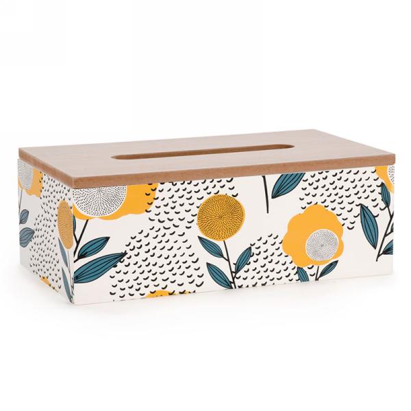 Boîte à mouchoir 10 po x 6 po x 4 po fleur jaune