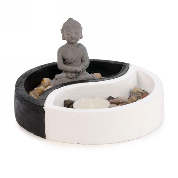 Bouddha avec lampion et pierres 6,5 po x 4 po