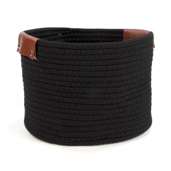 Panier 11 po x 8 po tressé avec des poignées en cuir