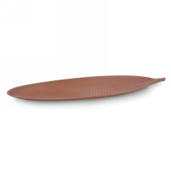 Plateau en forme de feuille 9 po x 24 po brun rouille