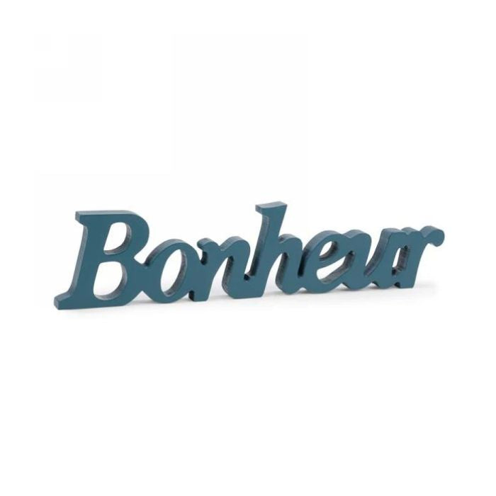 Décoration "Bonheur" 11,5 po x 3 po en bois blanc