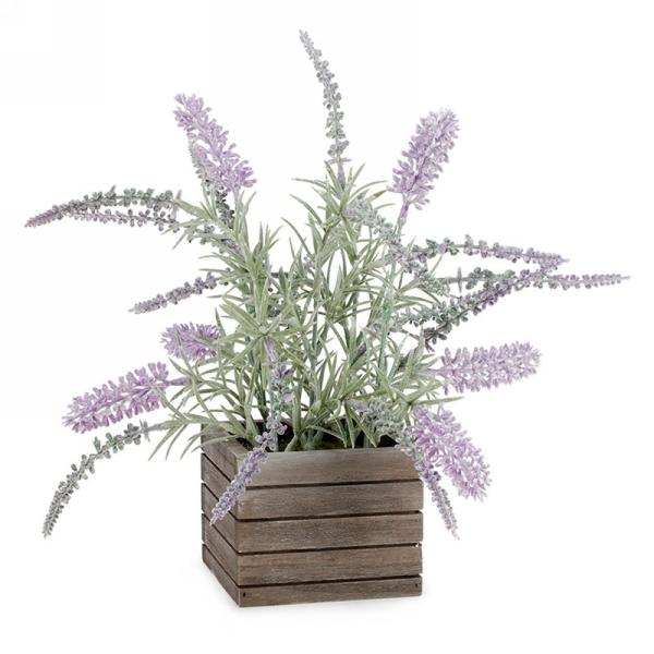 Plante lavande artificielle 4 po x 4 po x 11 po dans un pot en bois