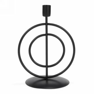 Porte-bougie en métal 6,5 po x 5 po x 9 po avec anneau noir