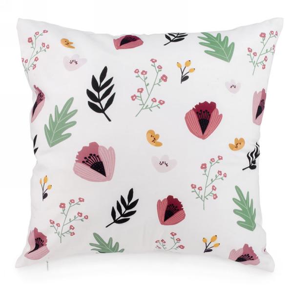 Coussin 17 po x 17 po motif de fleurs