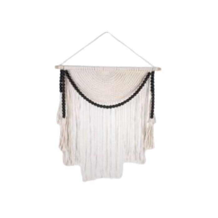 Décoration murale en macramé 20 po x 24 po avec billes noires