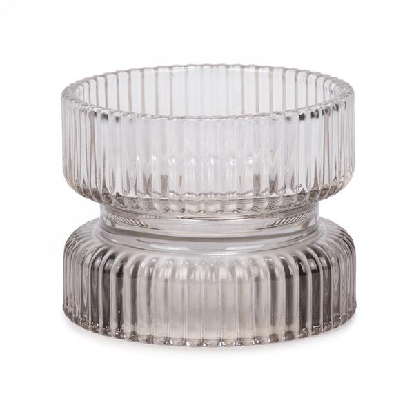 Porte-chandelle réversible en verre 3,5 po x 3 po gris