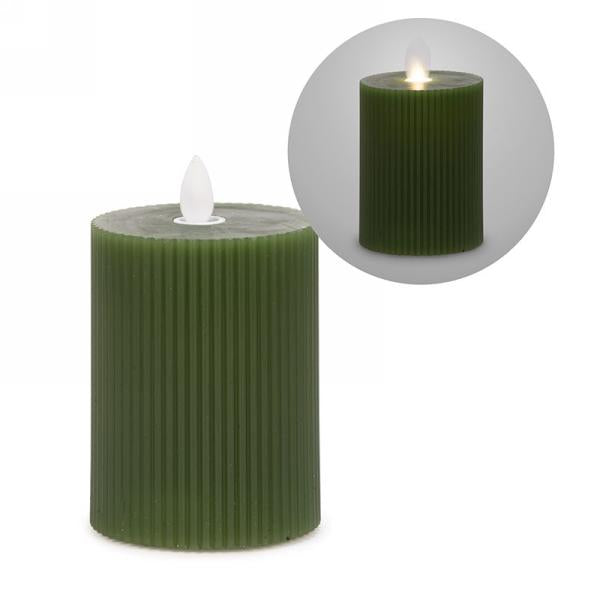 Chandelle à pile striée verte olive