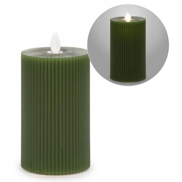 Chandelle à pile striée verte olive