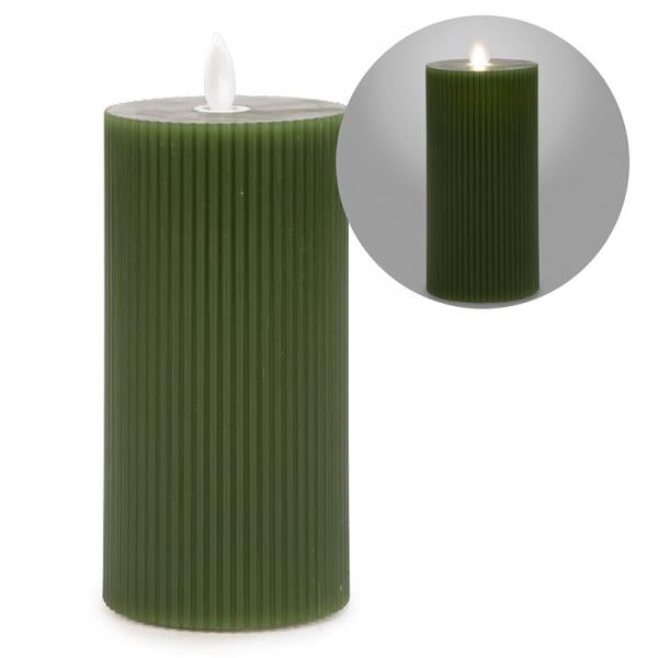 Chandelle à pile striée verte olive