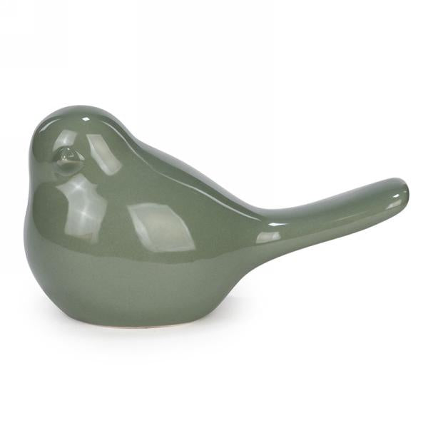 Oiseau en céramique vert 8 po x 4 po x 4,5 po