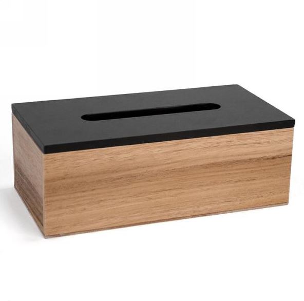 Boîte à mouchoir en bois naturel et noir