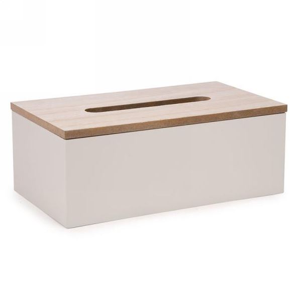 Boîte à mouchoir décorative en bois beige