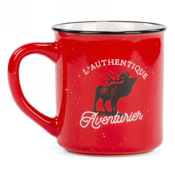 Tasse à café rouge orignal "L'authentique aventurier"