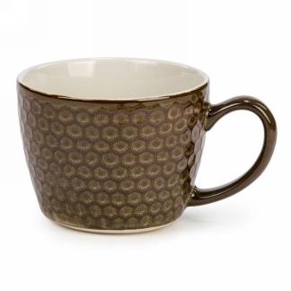 Tasse à café en céramique texturée brune