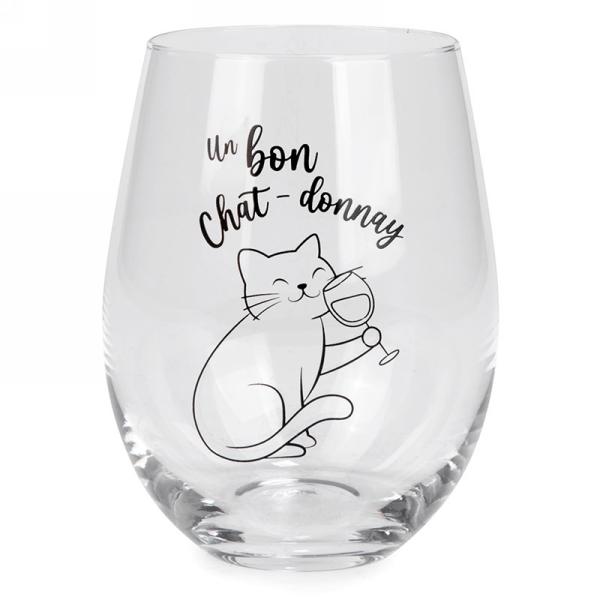 Verre à vin sans pied un bon chat-donnay