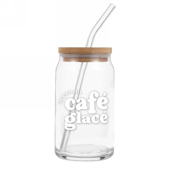 Verre avec paille et couvercle Accro au café glacé
