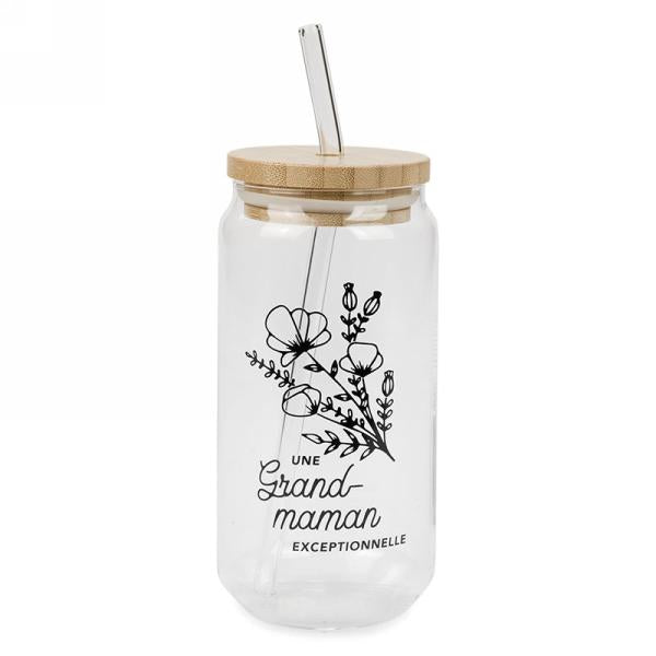 Verre avec couvercle et paille Grand-maman exceptionnelle