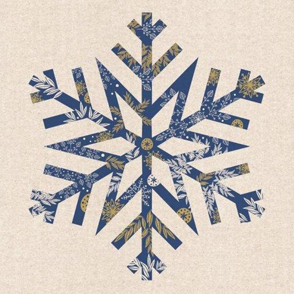 Serviette de table en papier (paquet de 20) beige avec flocon bleu