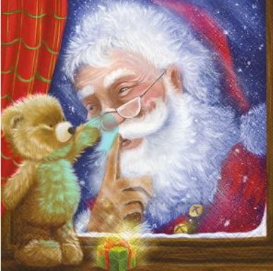 Serviette de table en papier Père Noël et ourson (paquet de 20)