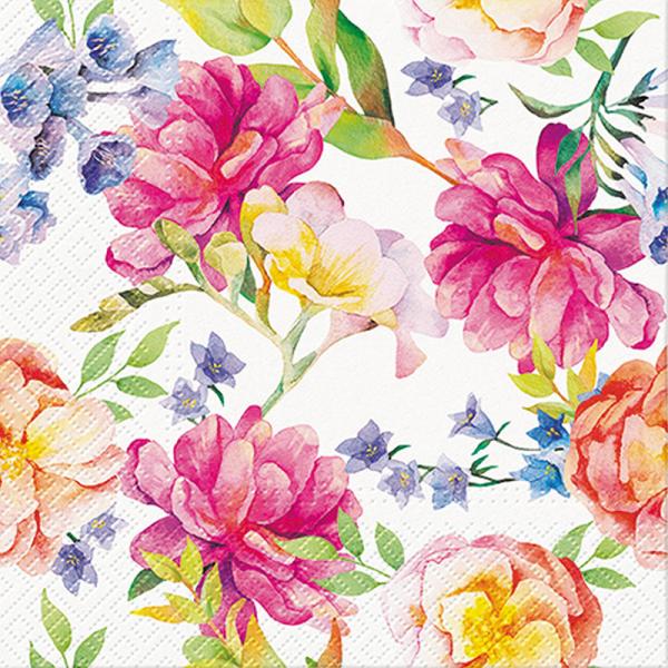 Serviette de table 6,5 po x 6,5 po fleurie