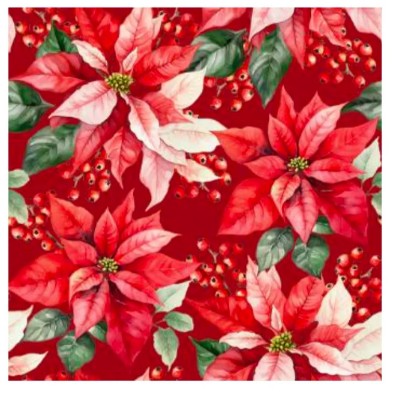 Serviette de table en papier 3 plis poinsettias rouges (paquet de 20)