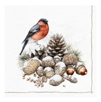 Serviette de table en papier 3 plis oiseau et cocottes (paquet de 20)