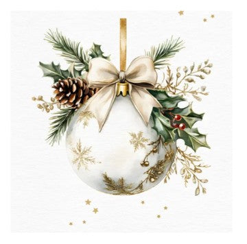 Serviette de table en papier 3 plis boule de Noël (paquet de 20)