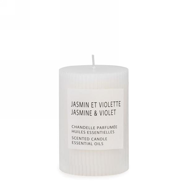 Chandelle pilier parfumée 3 po x 4 po Jasmin et violette