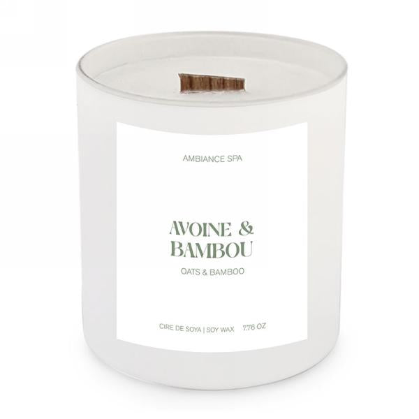 Chandelle au soya parfumée 3 po x 4 po Avoine et bambou
