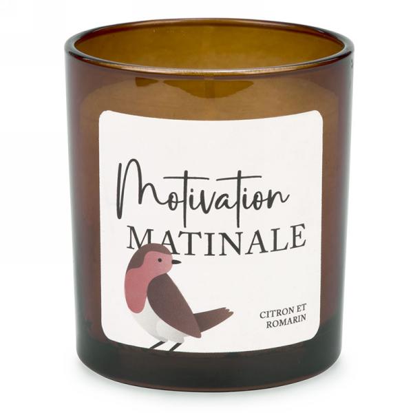Chandelle parfumée 3 po x 4 po dans un pot en verre ambré motivation matinale