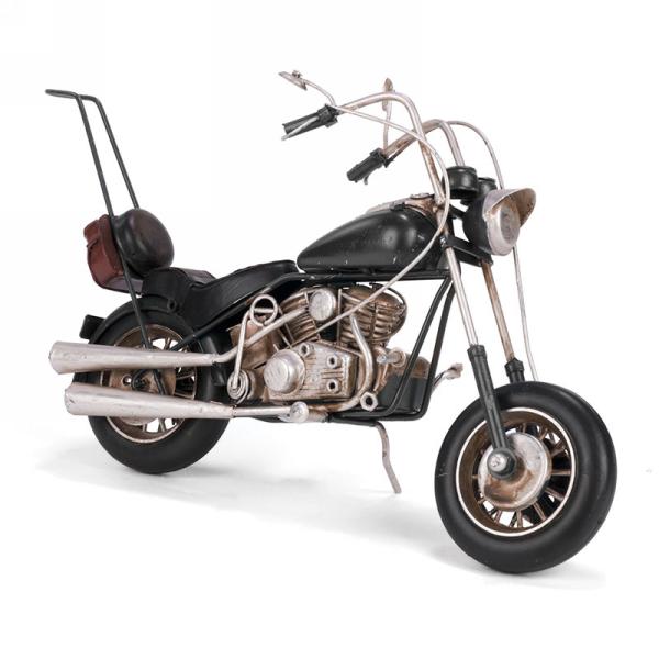 Moto antique en métal 13 po x 2 po x 7 po noire