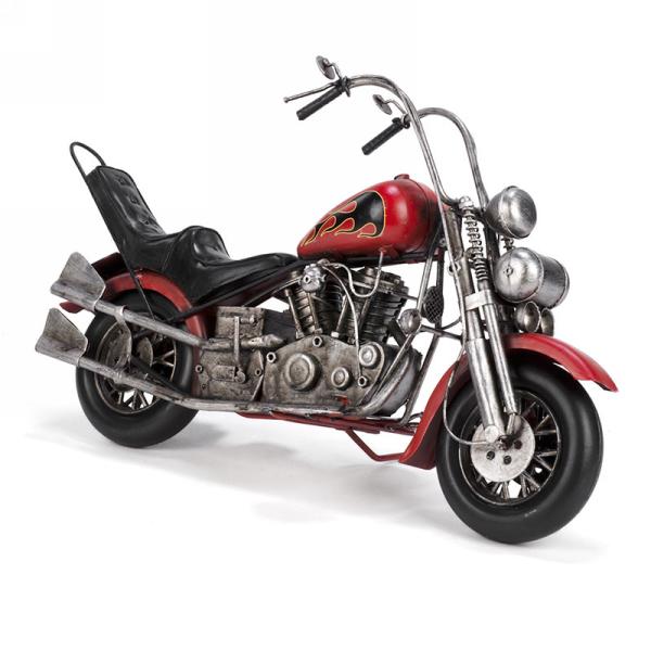 Moto antique en métal 14 po x 5 po x 9 po rouge et noire