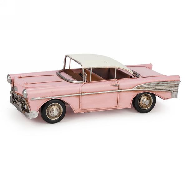 Voiture antique décorative en métal rose