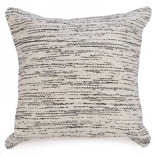 Coussin 16 po x 16 po tissé beige et noir