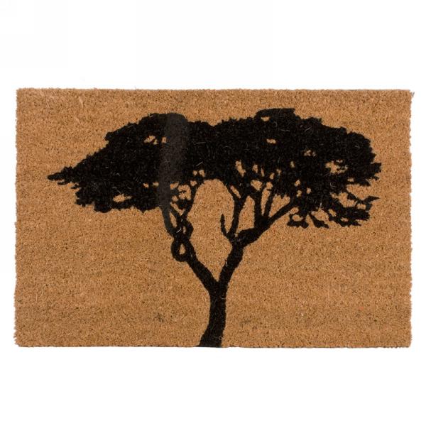 Tapis d'entrée en coco 16 po x 24 po arbre noir