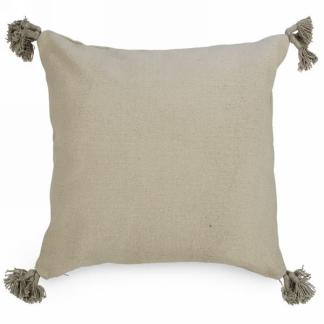 Coussin 17 po x 17 po vert kaki avec glands